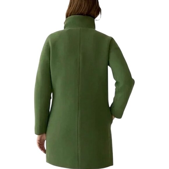 J CREW Stadium Italian Cloth Cocoon Coat Wool Blend Funnel Neck Olive Green - Picture 4 of 12